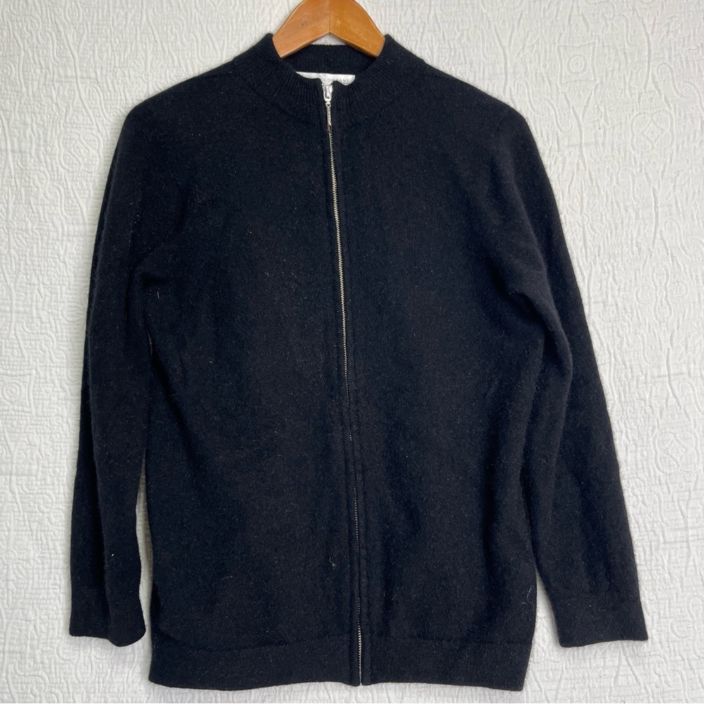 Possum Merino Wool Silk Cardigan Sweater Women Medium Black The Wool Company NZ